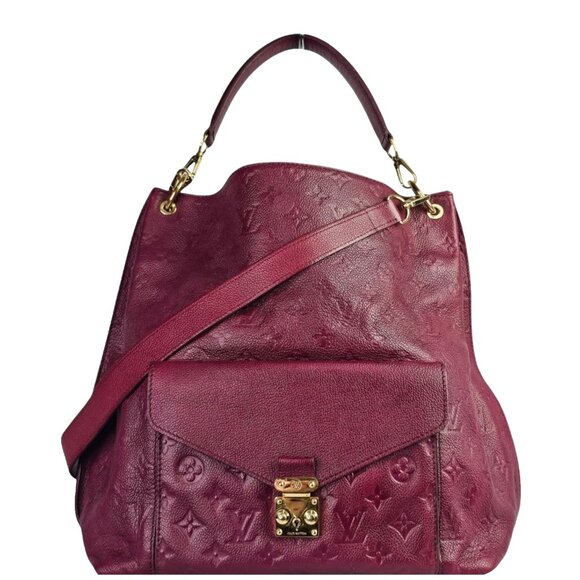 LOUIS VUITTON Metis Hobo Empreinte Leather Tote Shoulder Burgundy 2 Way LV Bag - Picture 1 of 14